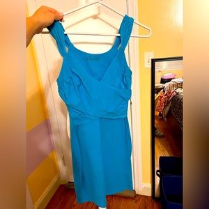 Blue fitted stretch cotton dress Small.